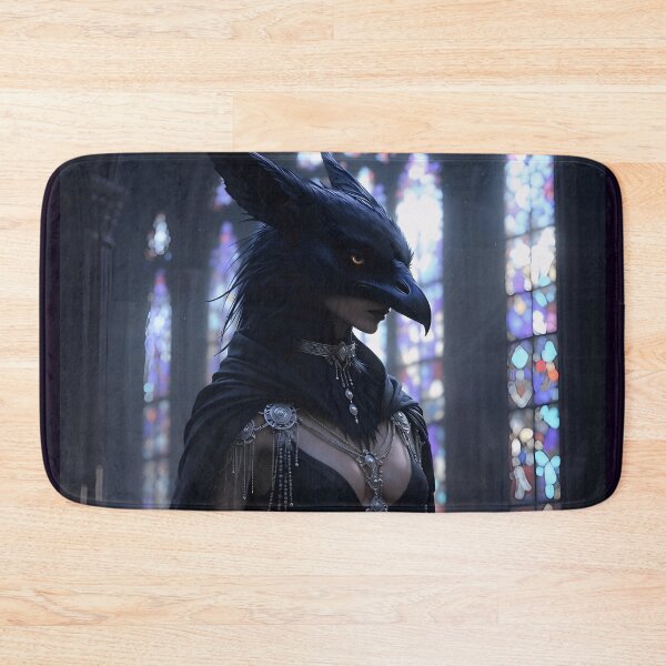 Item preview, Raven Priestess - Dark Gothic Fantasy Portrait in Stained Glass Cathedral designed and sold by AiDigitalSanctum.