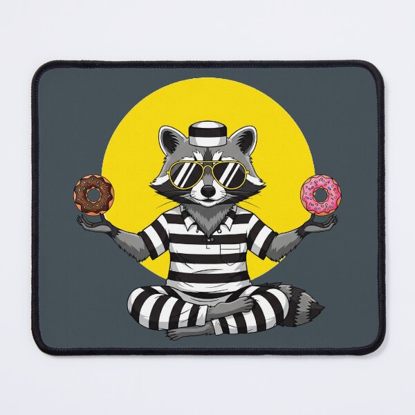Item preview, Funny Meditating Raccoon Prisoner with Donuts designed and sold by SholoStudio.