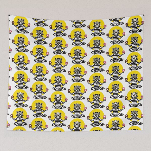 Item preview, Funny Meditating Raccoon Prisoner with Donuts designed and sold by SholoStudio.