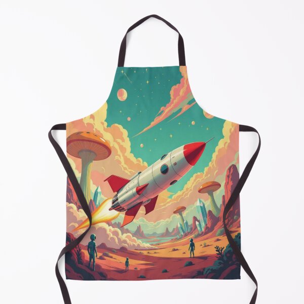Item preview, Rocket Launch in Mushroom Valley – retro SciFi vibes, alien terrain & cosmic adventure in vibrant colors designed and sold by FotoworldEdel.