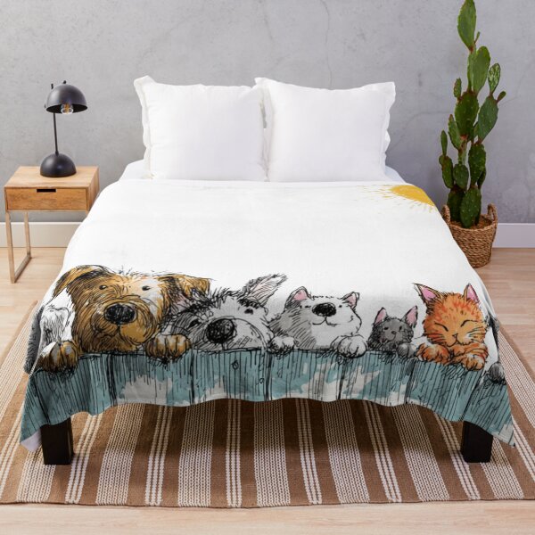 Item preview, Sunshine Fence Friends – Cute Dogs and Cats Peeking Together designed and sold by casualnature.