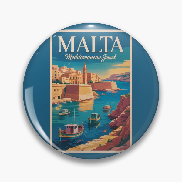 Item preview, Malta Coast Illustration Travel Art Vintage designed and sold by KrisSidDesigns.