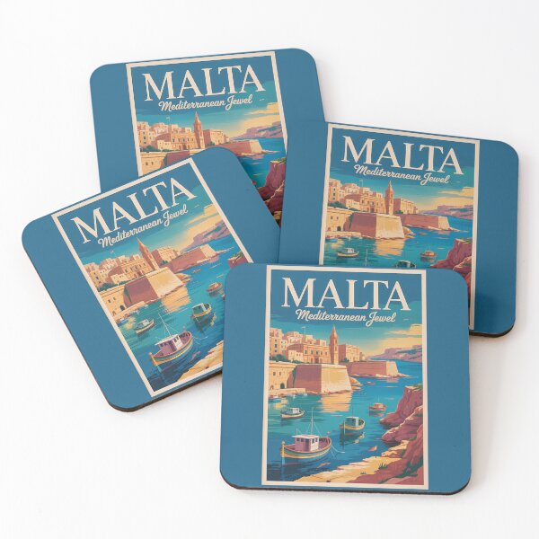 Item preview, Malta Coast Illustration Travel Art Vintage designed and sold by KrisSidDesigns.