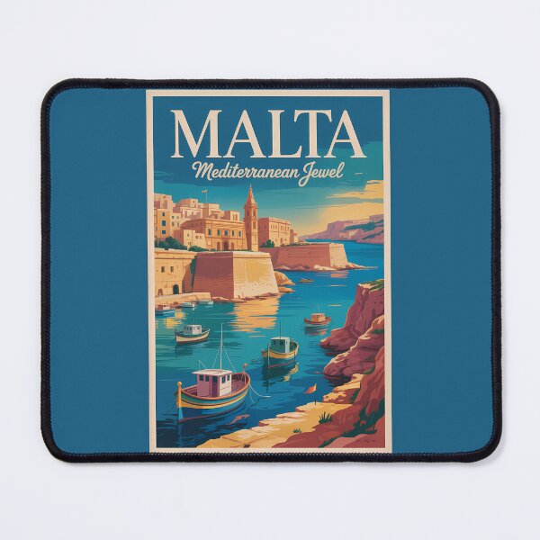 Item preview, Malta Coast Illustration Travel Art Vintage designed and sold by KrisSidDesigns.