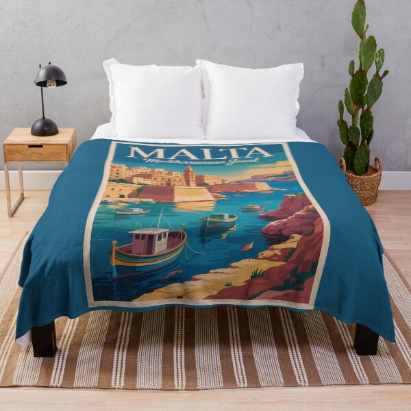 Item preview, Malta Coast Illustration Travel Art Vintage designed and sold by KrisSidDesigns.
