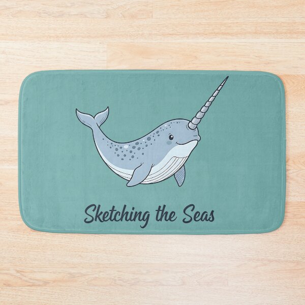 Item preview, Sketching the Seas - Cute Narwhal Unicorn of the Ocean designed and sold by AwesomeBeyondLimits.