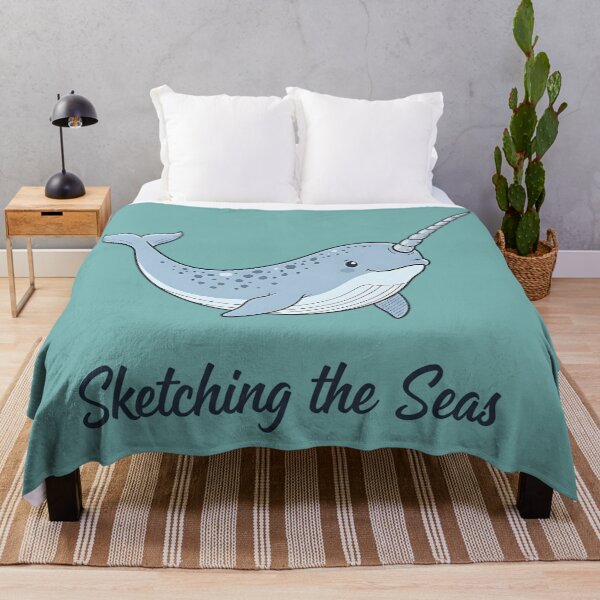 Item preview, Sketching the Seas - Cute Narwhal Unicorn of the Ocean designed and sold by AwesomeBeyondLimits.