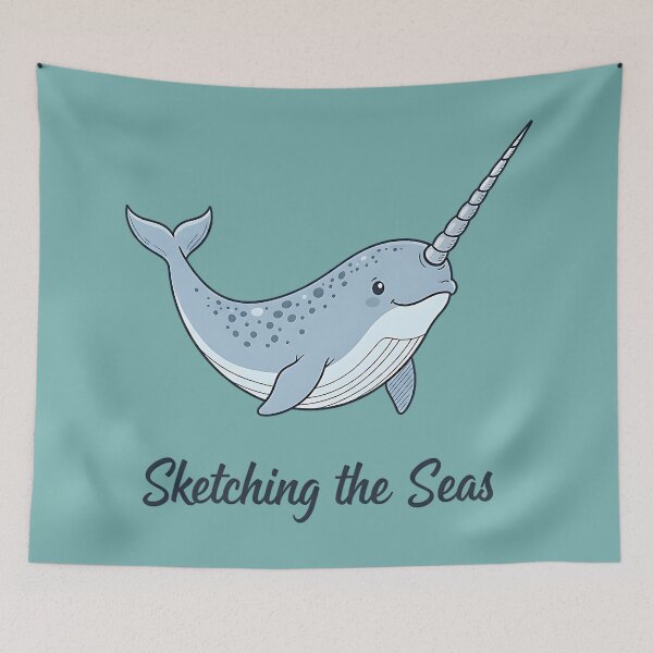 Item preview, Sketching the Seas - Cute Narwhal Unicorn of the Ocean designed and sold by AwesomeBeyondLimits.