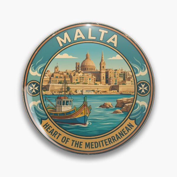 Item preview, Malta Illustration Travel Art Badge designed and sold by KrisSidDesigns.