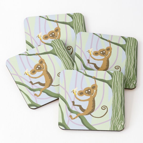 Item preview, Playful Monkey With Banana — Cute Jungle Doodle designed and sold by Helenahel.