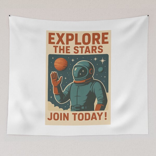 Item preview, Retro Space Astronaut Poster Explore the Stars Artwork. designed and sold by The-T-In-Retro.