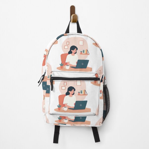 Item preview, Woman Working on Laptop – Cozy Home Office Art designed and sold by Illustrator Bhaiya.