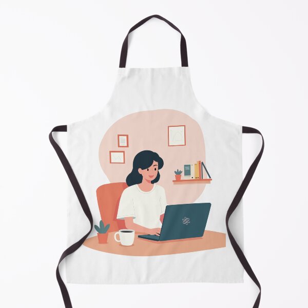 Item preview, Woman Working on Laptop – Cozy Home Office Art designed and sold by Illustrator Bhaiya.