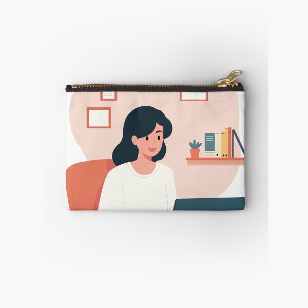 Item preview, Woman Working on Laptop – Cozy Home Office Art designed and sold by Illustrator Bhaiya.