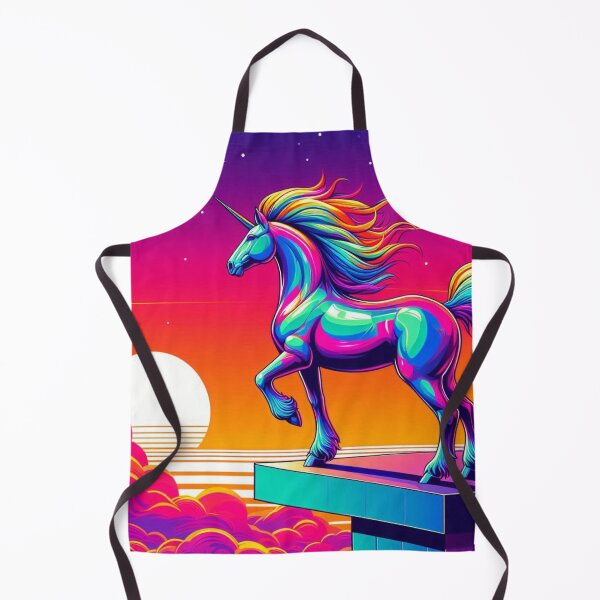 Item preview, Neon Unicorn at Sunset – Surreal Fantasy Cliff Art designed and sold by Dogandesighn.