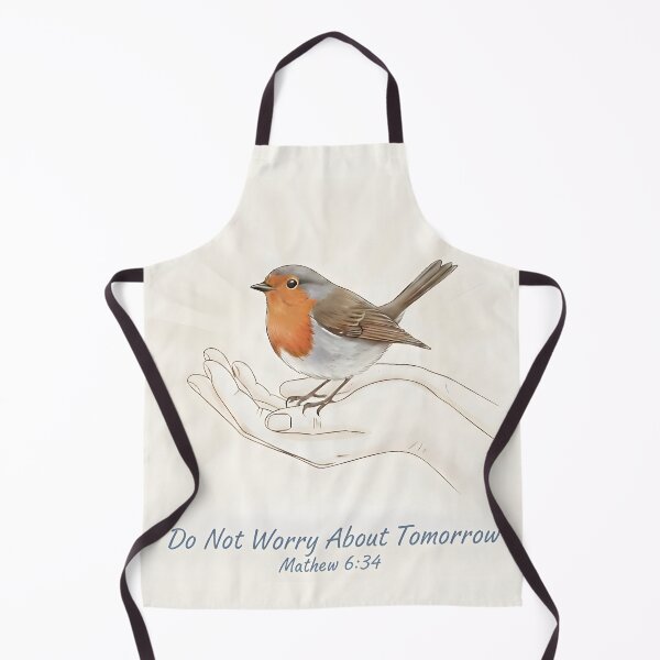 Item preview, Gentle Robin in Hand with Matthew 6:34 Scripture Quote. designed and sold by loveandlightrb.