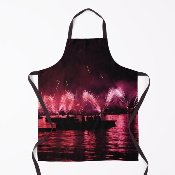 Item preview, Fireworks over the Enge lido – Red explosion on Lake Zurich / Swiss Artwork Photography designed and sold by Raphael Wolf.