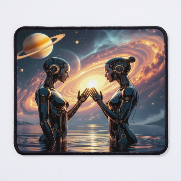 Item preview, A visual duet of gold and shadow – cosmic humanoid figures full of energy and emotion vibes designed and sold by FotoworldEdel.