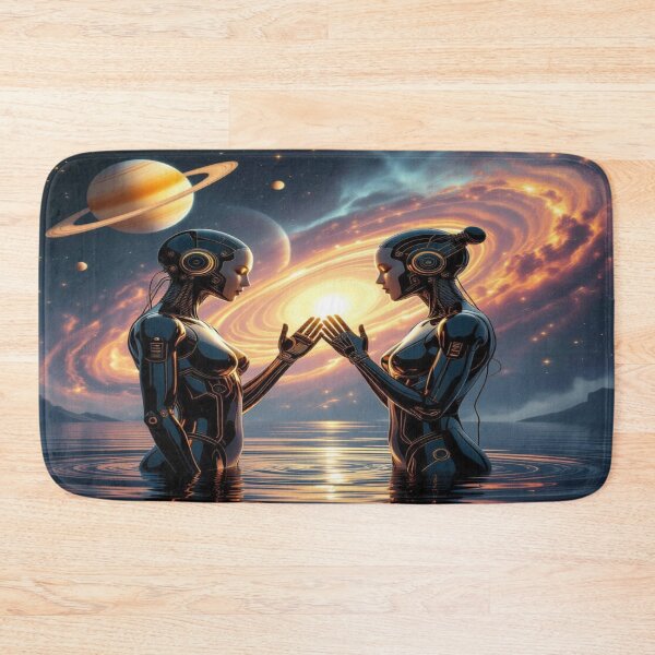 Item preview, A visual duet of gold and shadow – cosmic humanoid figures full of energy and emotion vibes designed and sold by FotoworldEdel.