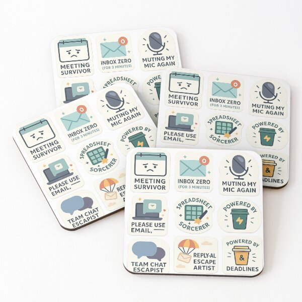 Item preview, Office Survivor Sticker Collection – Funny Work & Email Humor designed and sold by BadaBingBear.