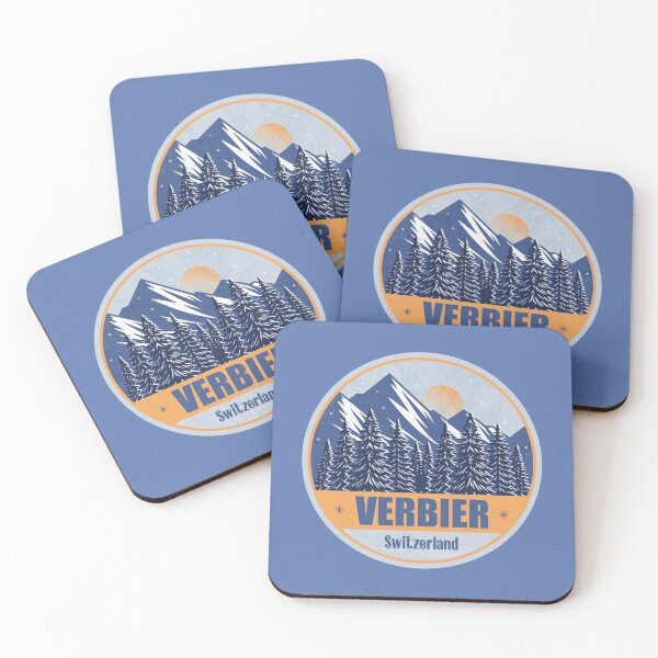 Item preview, Verbier Switzerland – Snowy Mountain Winter Badge designed and sold by CynthiaGraphics.