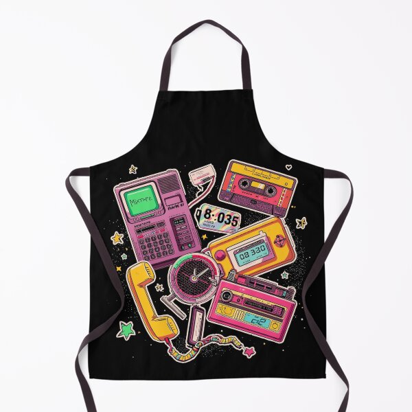 Aperçu de l'œuvre 80s Retro Tech Pop Art – Cassette, Minitel & Vintage Electronics Street Art créée et vendue par PLUSHIWORLDtm.