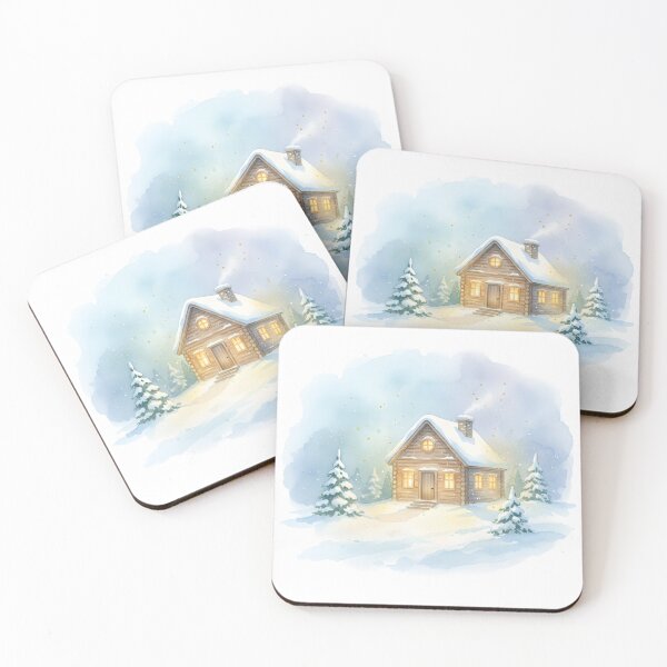 Item preview, Cozy snow-covered log cabin in a winter landscape designed and sold by homydesign.