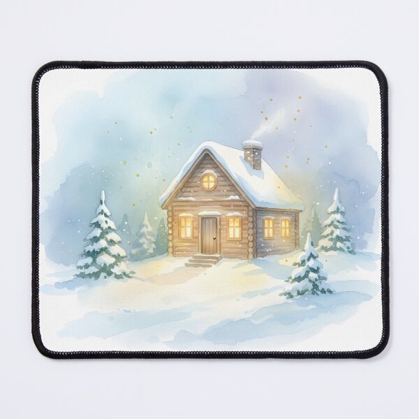 Item preview, Cozy snow-covered log cabin in a winter landscape designed and sold by homydesign.