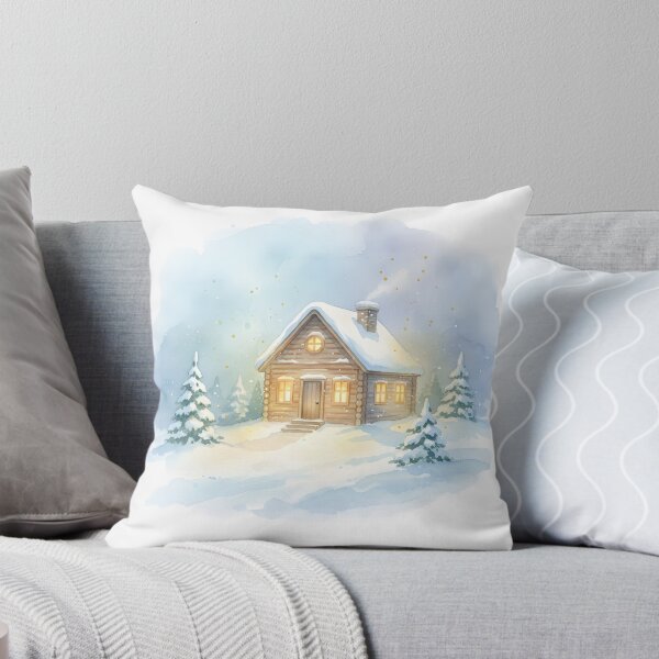 Item preview, Cozy snow-covered log cabin in a winter landscape designed and sold by homydesign.