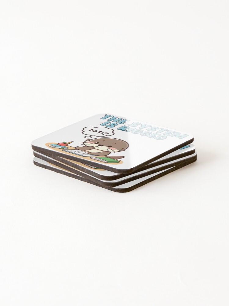 Thumbnail 4 of 5, Coasters (Set of 4), The System Is Rigged Cute Otter Math designed and sold by CuteButCritical.