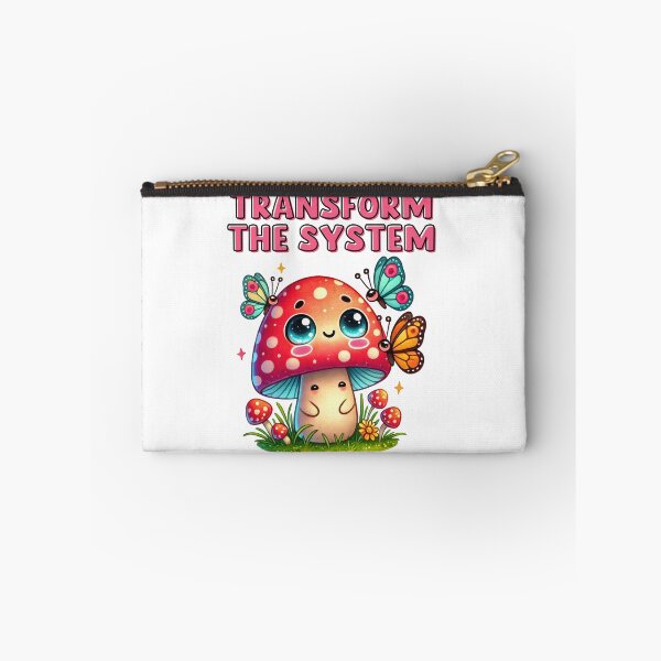 Aperçu de l'œuvre Transform The System Cute Mushroom Butterflies créée et vendue par Cute But Critical.