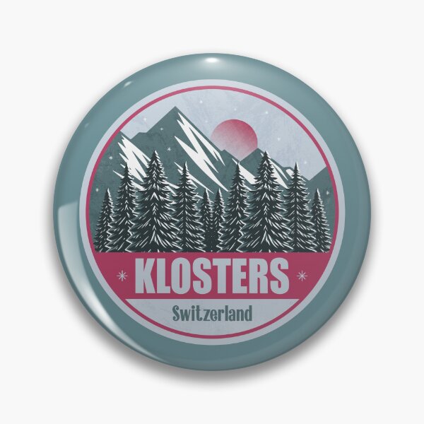 Item preview, Klosters Switzerland – Snowy Mountain Winter Badge designed and sold by CynthiaGraphics.