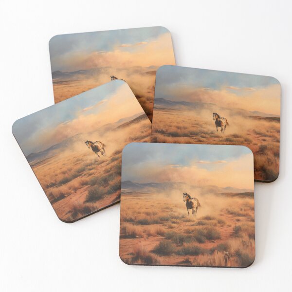 Item preview, A lone Appaloosa horse cantering across a desert landscape Horses in Motion designed and sold by CDC40.
