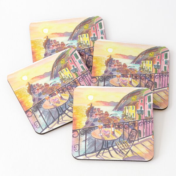 Item preview, Romantic Vernazza Balcony Sunset Above 5 Terre City and Sea designed and sold by artshop77.