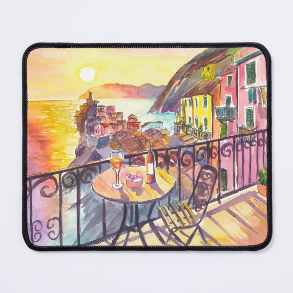 Item preview, Romantic Vernazza Balcony Sunset Above 5 Terre City and Sea designed and sold by artshop77.