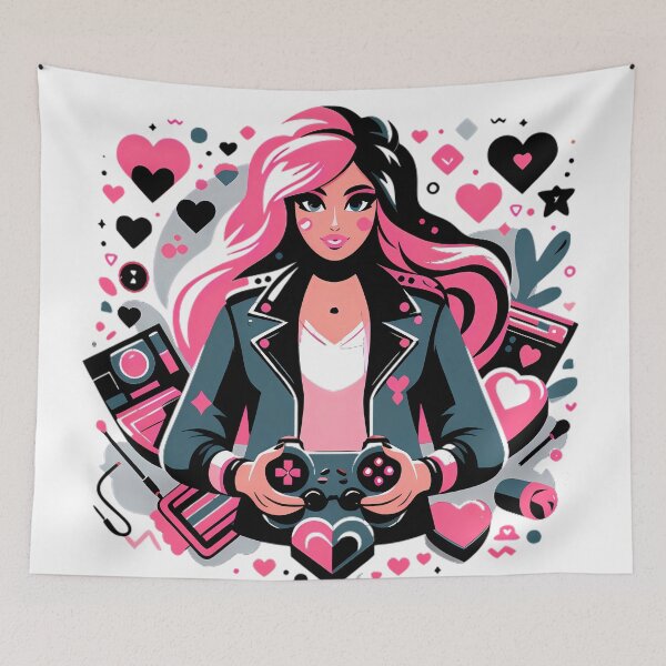 Item preview, Pink Hair Gamer Girl Gaming Controller Design designed and sold by DrawDrip.