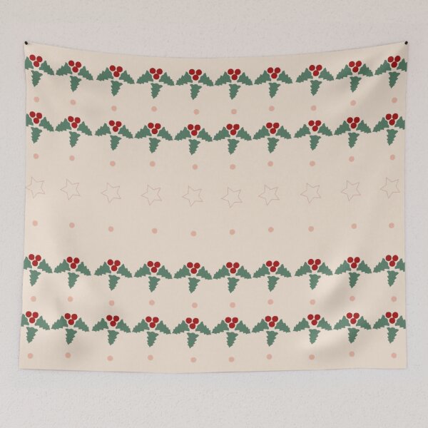 Item preview, Christmas Tree Banner Design, Christmas Leaf and Stars, Decorations, Holly Berries, Red Green White Cherry Christmas 2025 Design designed and sold by Art Shimmers.