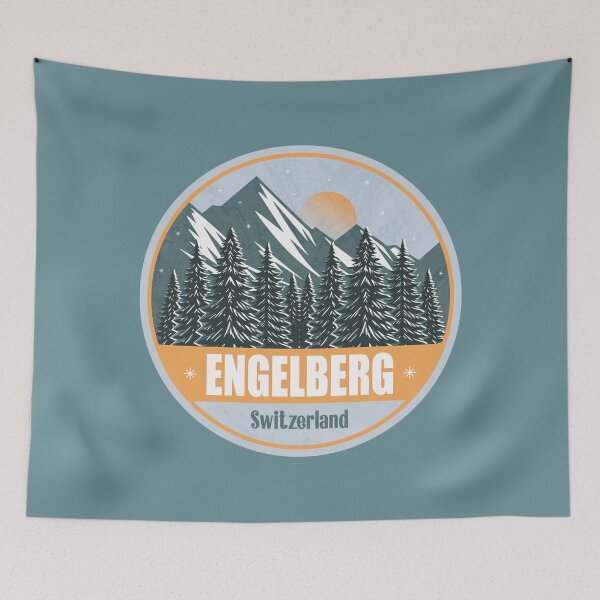 Item preview, Engelberg Switzerland – Snowy Mountain Winter Badge designed and sold by CynthiaGraphics.