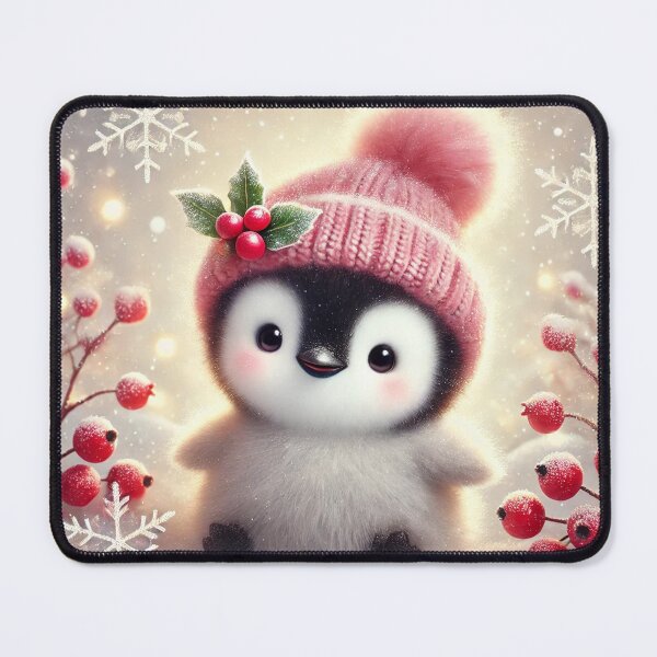 Item preview, Cute Baby Penguin in Pink Winter Hat – Adorable Christmas Snow Illustration designed and sold by Xena-Art.
