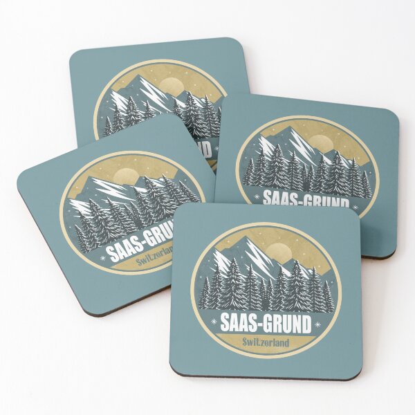 Item preview, Saas-Grund Switzerland – Snowy Mountain Winter Badge designed and sold by CynthiaGraphics.