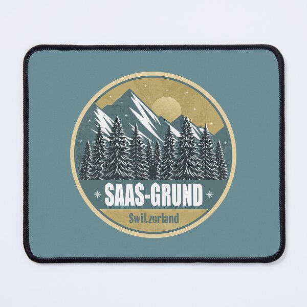 Item preview, Saas-Grund Switzerland – Snowy Mountain Winter Badge designed and sold by CynthiaGraphics.