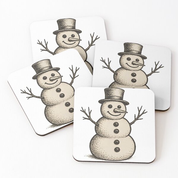 Item preview, Vintage Snowman Illustration Retro Christmas Snowman with Button Eyes and Carrot Nose mr zgredzio designed and sold by mr-zgredzio.