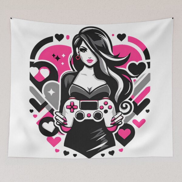 Item preview, Elegant Gamer Girl Pink Black Controller Design designed and sold by DrawDrip.