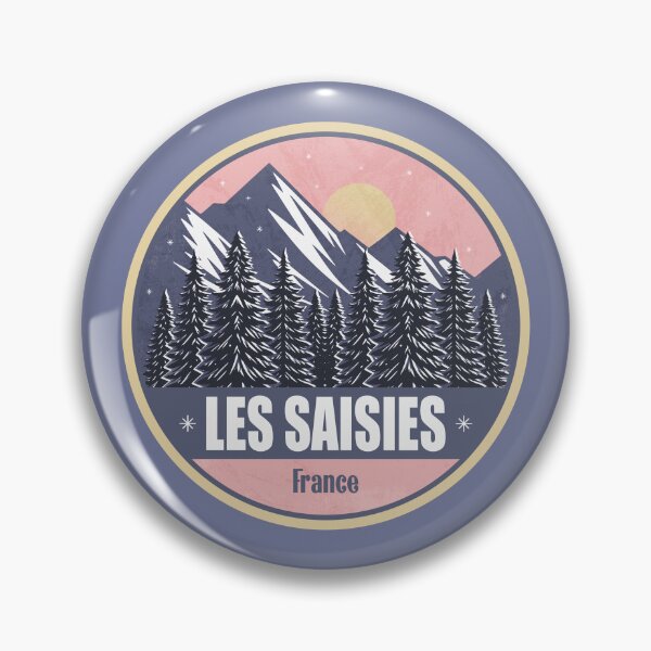 Item preview, Les Saisies France – Snowy Mountain Winter Badge designed and sold by CynthiaGraphics.