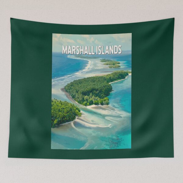 Aperçu de l'œuvre Illustration des îles Marshall, art de voyage vintage créée et vendue par KrisSidDesigns.