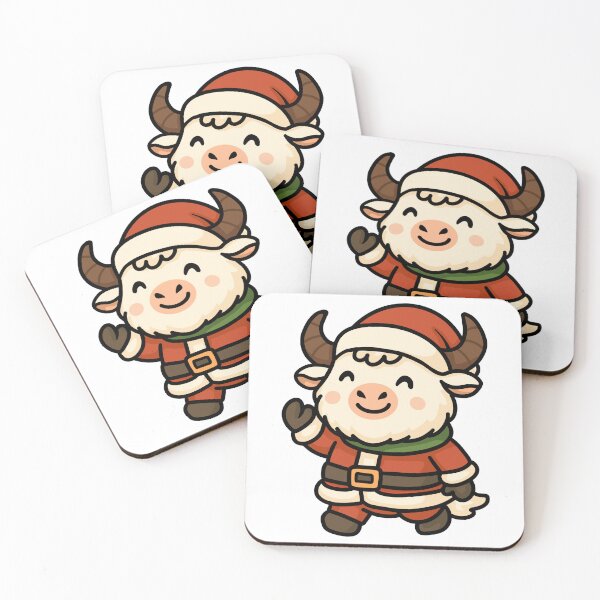 Item preview, Cute Yak Santa Waving – Kawaii Christmas Yak Character Illustration for Stickers, Kids Gifts & Holiday Decor designed and sold by CosmoPixelArts.