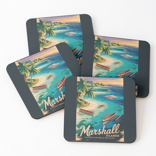 Item preview, Marshall Islands Coast Illustration Travel Art Vintage designed and sold by KrisSidDesigns.