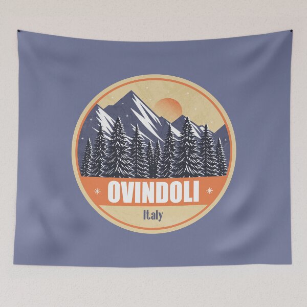 Item preview, Ovindoli Italy – Snowy Mountain Winter Badge designed and sold by CynthiaGraphics.