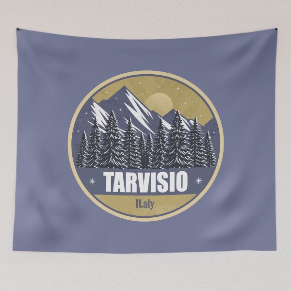 Item preview, Tarvisio Italy – Snowy Mountain Winter Badge designed and sold by CynthiaGraphics.