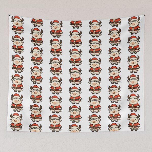 Item preview, Cute Standing Yak Santa – Kawaii Christmas Yak Illustration for Stickers, Holiday Cards, Kids Apparel & Festive Gifts designed and sold by CosmoPixelArts.